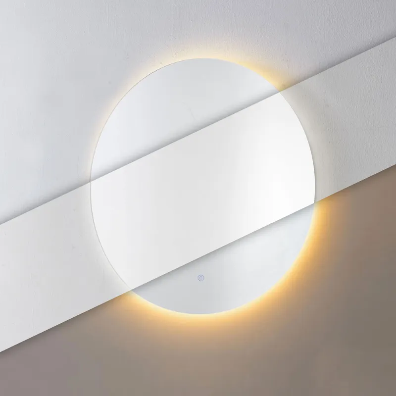 Lustro Ścienne Łazienkowe LED Okrągłe 80 cm Barwy Włącznik
