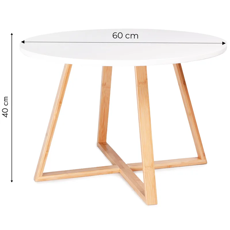 Stolik Nowoczesny Skandynawski 60 cm Bambus Carrara - Kawowy