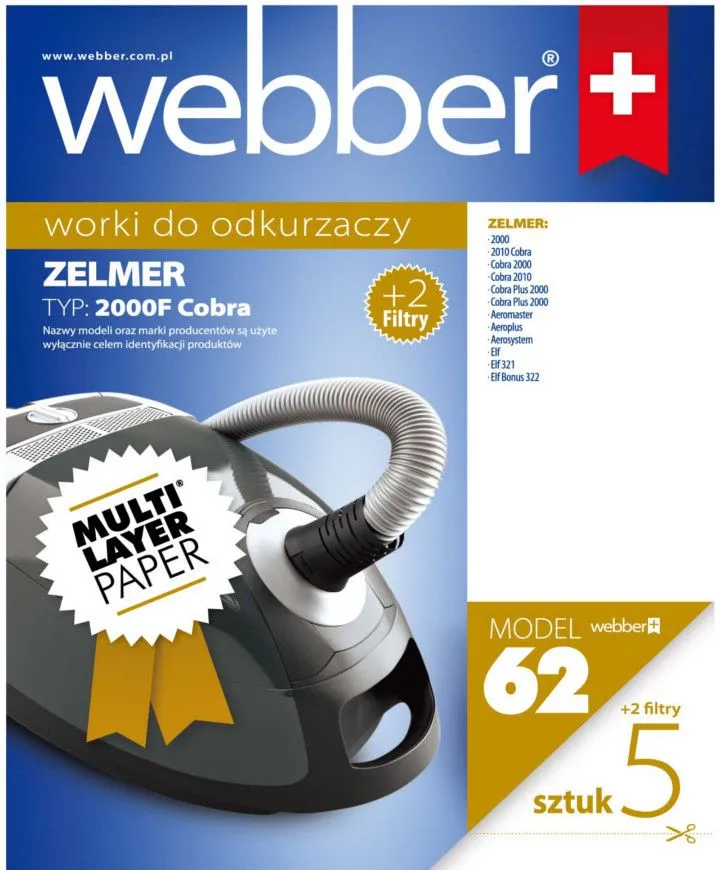 Worki Zelmer 2000/2010 /Plus 2 Filtry/ (62 Multi Layer Paper)