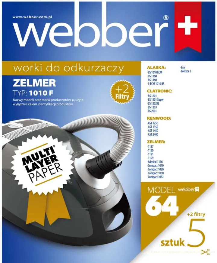 Worki Zelmer 1010F /Plus 2 Filtry/ (64 Multi Layer Paper)