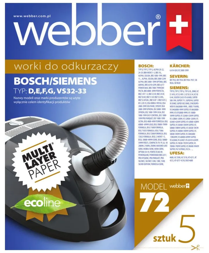 Worki Electrolux Siemens VS32 (72 Multi Layer Paper)
