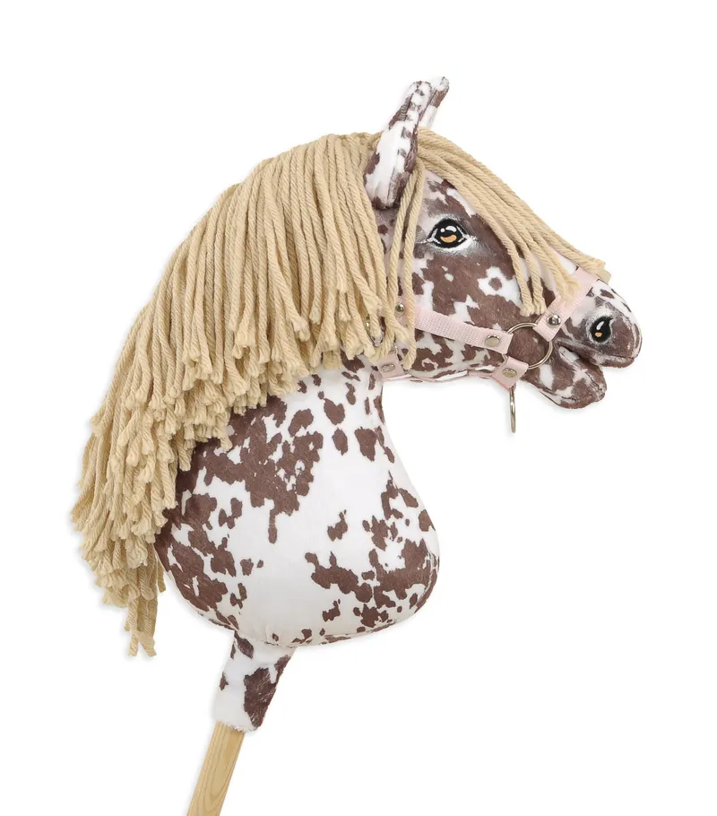 Hobby Horse Duży Koń Na Kiju Premium Tarantowaty TUM-TUM - Biało-Brązowy
