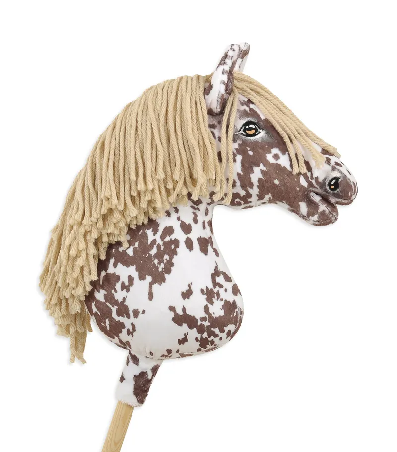 Hobby Horse Duży Koń Na Kiju Premium Tarantowaty TUM-TUM - Biało-Brązowy