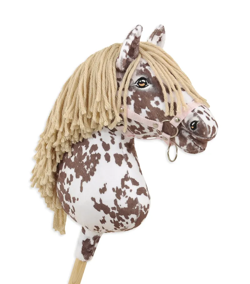 Hobby Horse Duży Koń Na Kiju Premium Tarantowaty TUM-TUM - Biało-Brązowy