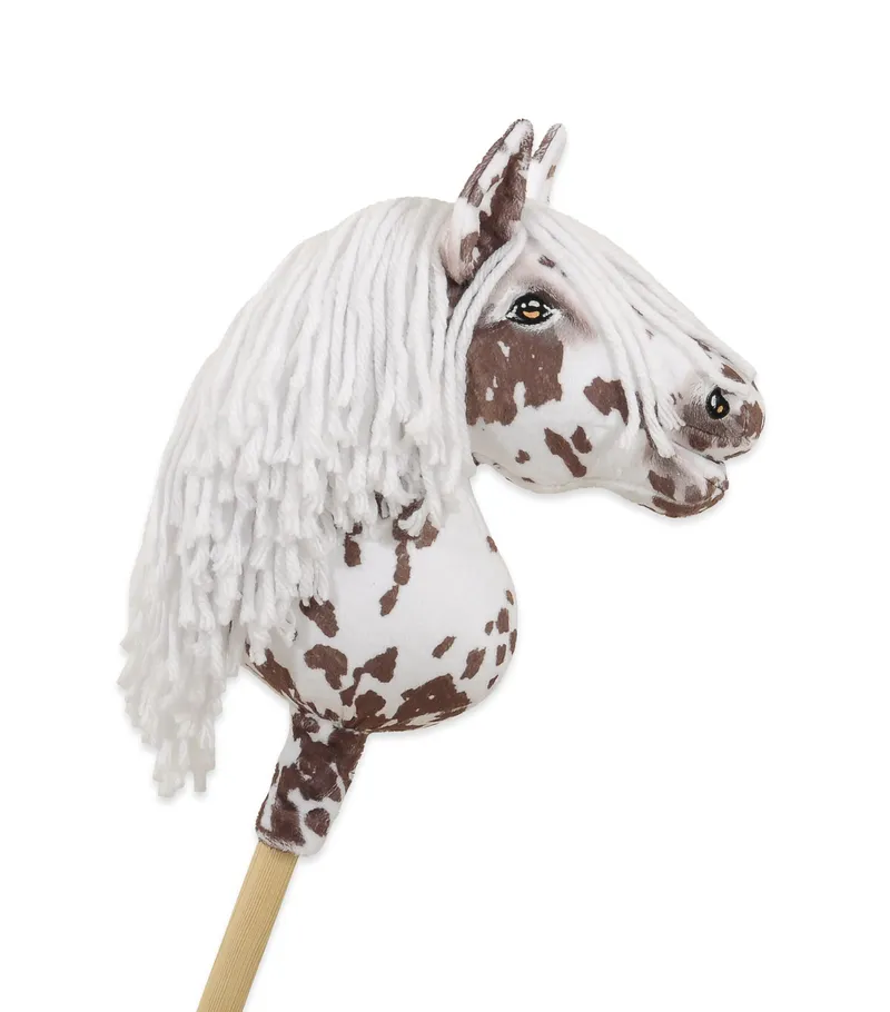 Hobby Horse Mały Koń Na Kiju Premium Tarantowaty TUM-TUM - Biało-Brązowy