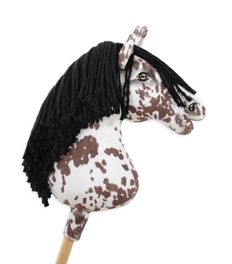 Hobby Horse Duży Koń Na Kiju Premium Tarantowaty TUM-TUM - Biało-Brązowy