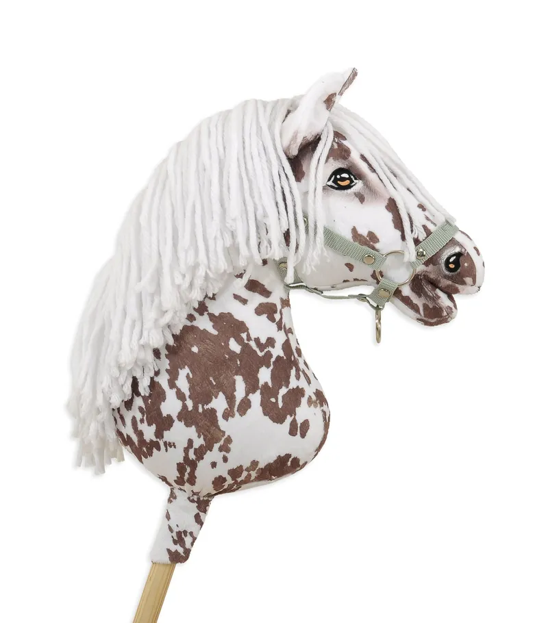 Hobby Horse Duży Koń Na Kiju Premium Tarantowaty TUM-TUM - Biało-Brązowy