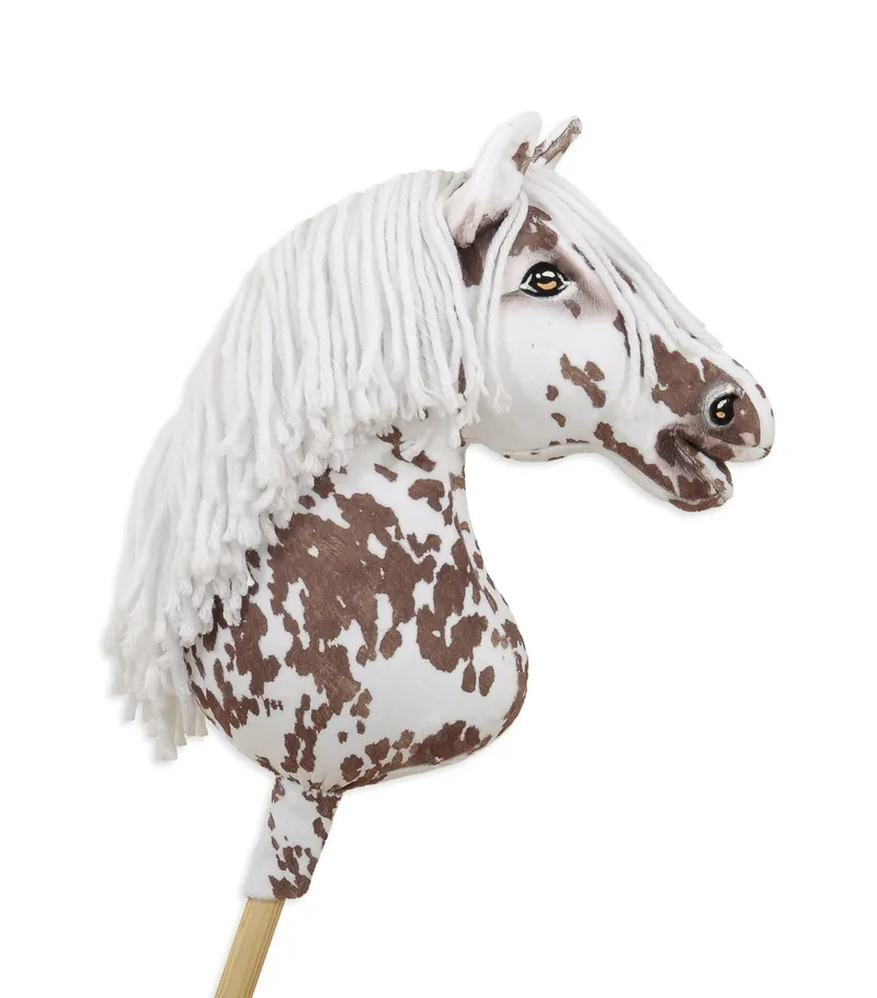 Hobby Horse Duży Koń Na Kiju Premium Tarantowaty TUM-TUM - Biało-Brązowy