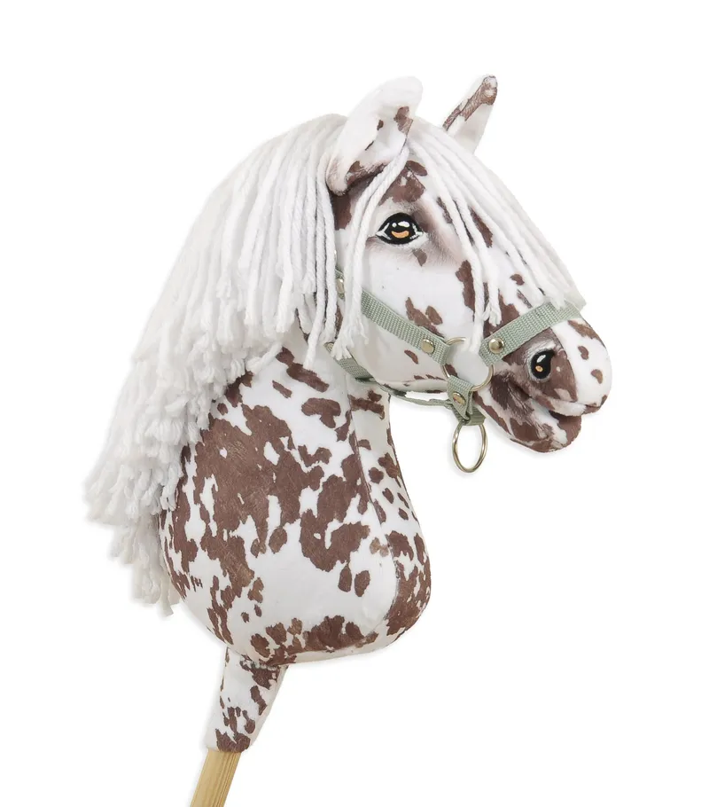 Hobby Horse Duży Koń Na Kiju Premium Tarantowaty TUM-TUM - Biało-Brązowy