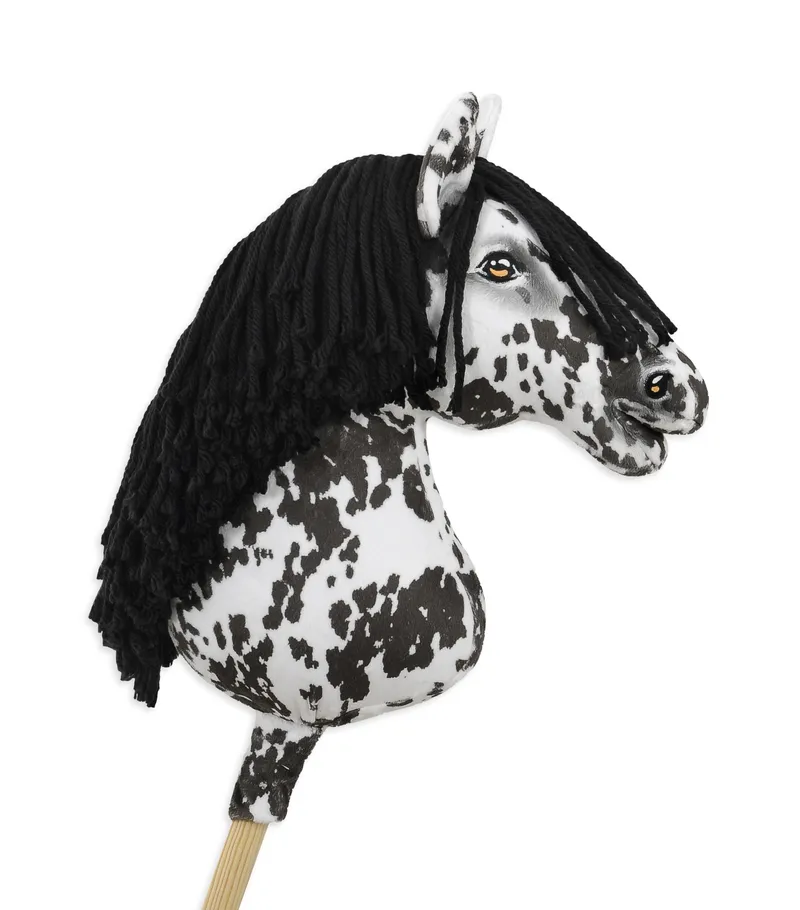 Hobby Horse Duży Koń Na Kiju Premium Tarantowaty TUM-TUM - Biało-Czarny