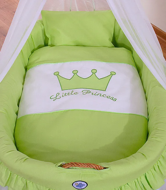 Kosz Mojżesza Wiklinowy Baldachimem- Little Princess TUM-TUM - Zielony