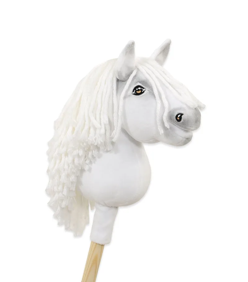 Hobby Horse Mały Koń Na Kiju Premium Biały Biała Grzywą TUM-TUM