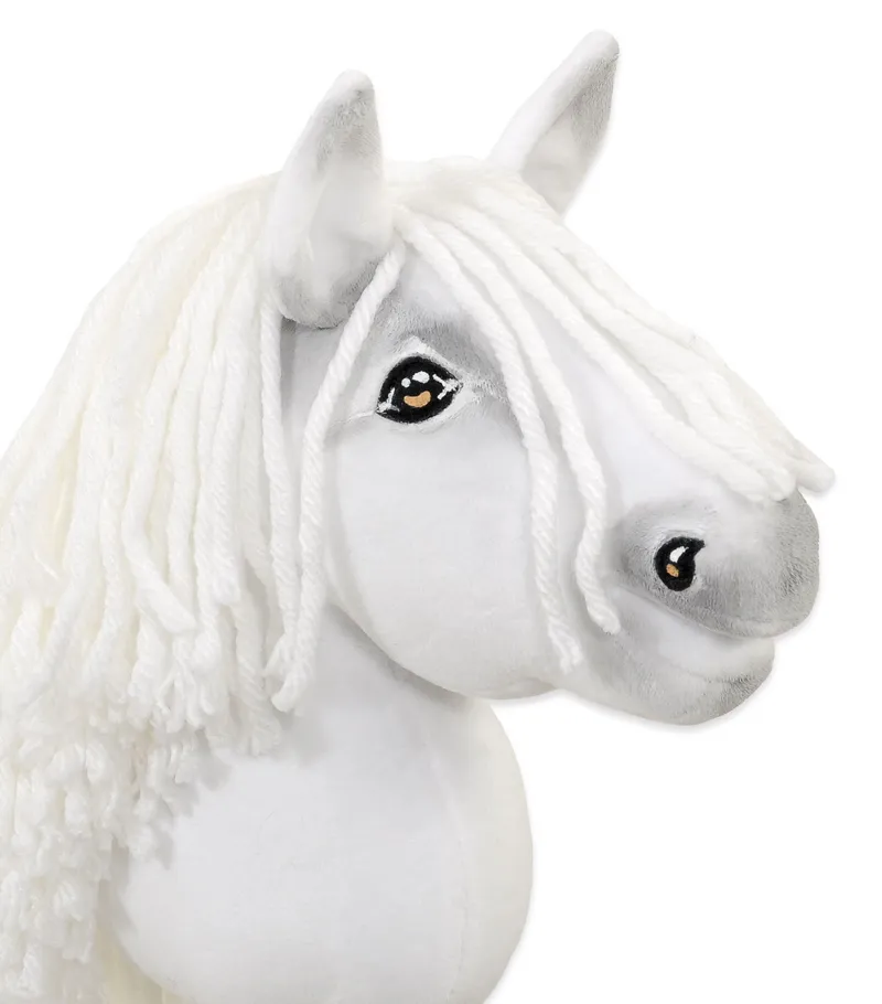 Hobby Horse Mały Koń Na Kiju Premium Biały Biała Grzywą TUM-TUM