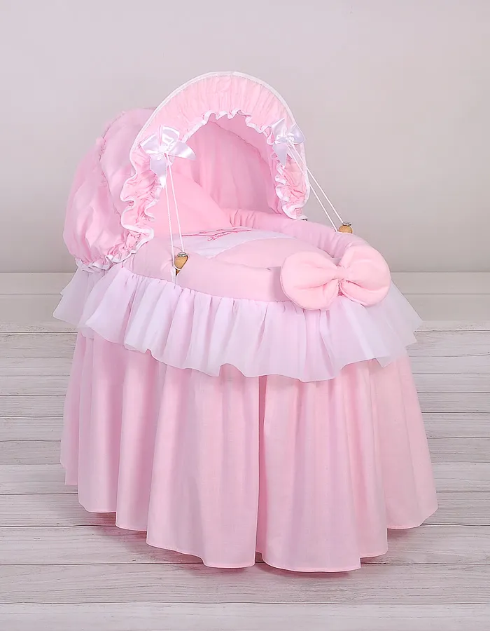 Wózek Dla Lalek Kosz Mojżesza Budką Little Princess TUM-TUM - Różowy