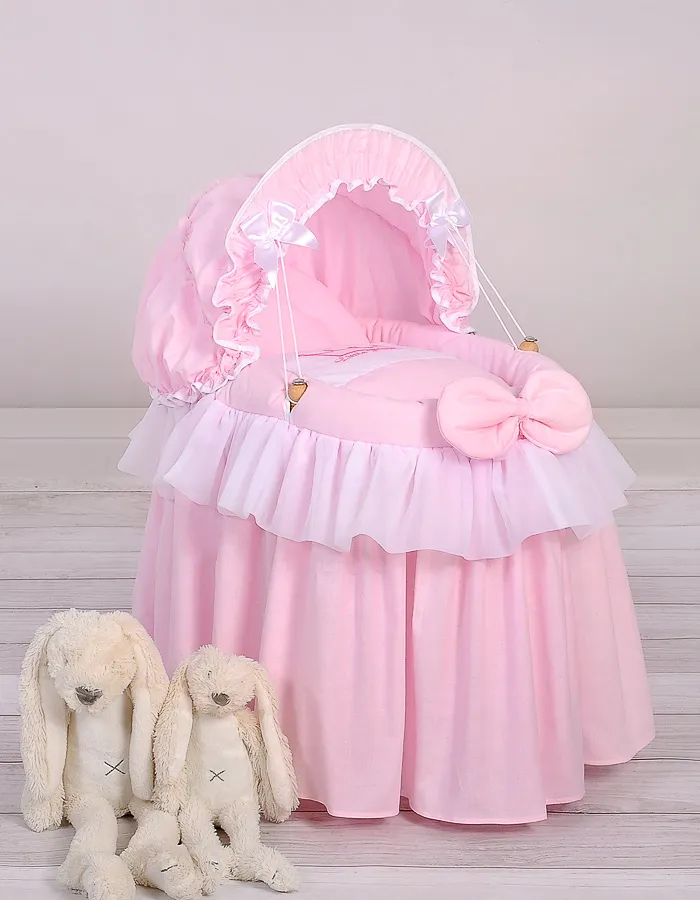 Wózek Dla Lalek Kosz Mojżesza Budką Little Princess TUM-TUM - Różowy