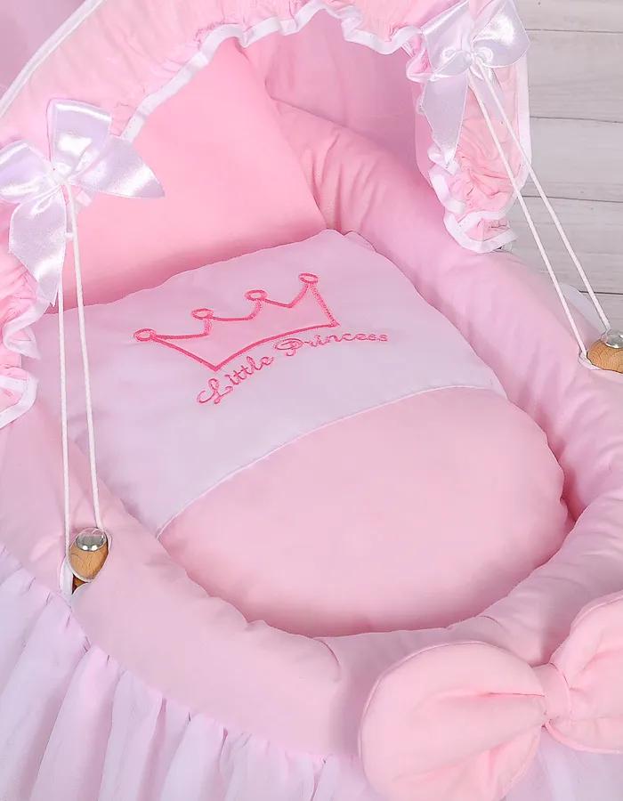 Wózek Dla Lalek Kosz Mojżesza Budką Little Princess TUM-TUM - Różowy