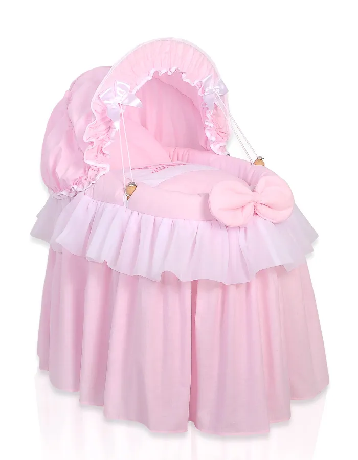 Wózek Dla Lalek Kosz Mojżesza Budką Little Princess TUM-TUM - Różowy
