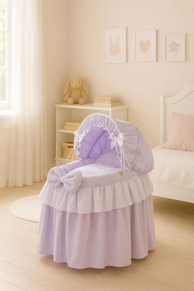 Wózek Dla Lalek Kosz Mojżesza Budką Little Princess TUM-TUM - Fioletowy