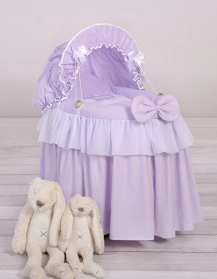 Wózek Dla Lalek Kosz Mojżesza Budką Little Princess TUM-TUM - Fioletowy