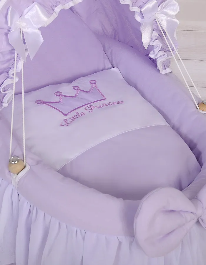 Wózek Dla Lalek Kosz Mojżesza Budką Little Princess TUM-TUM - Fioletowy