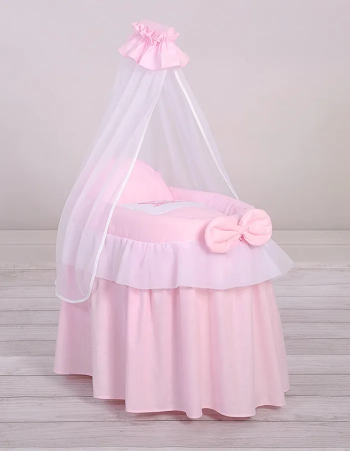 Wózek Dla Lalek Kosz Mojżesza Baldachimem Little Princess TUM-TUM - Różowy