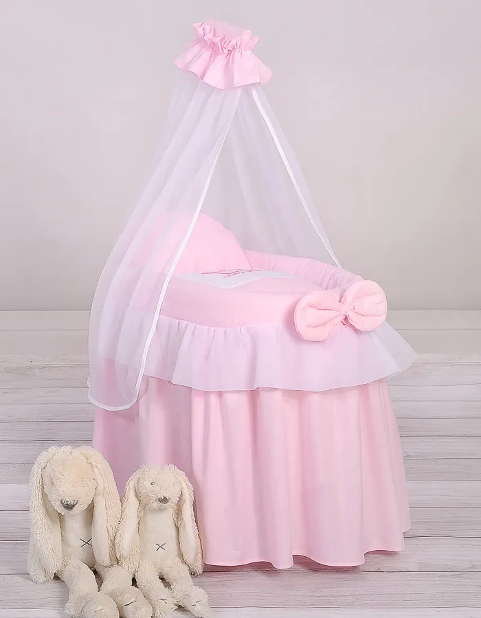 Wózek Dla Lalek Kosz Mojżesza Baldachimem Little Princess TUM-TUM - Różowy