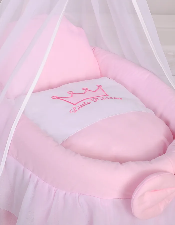Wózek Dla Lalek Kosz Mojżesza Baldachimem Little Princess TUM-TUM - Różowy