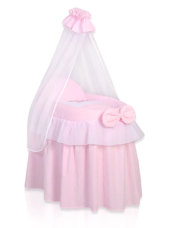 Wózek Dla Lalek Kosz Mojżesza Baldachimem Little Princess TUM-TUM - Różowy