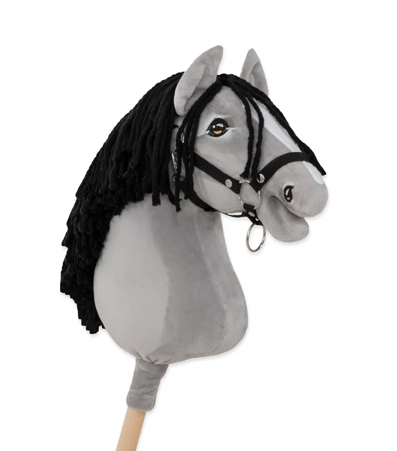 Hobby Horse Duży Koń Na Kiju Premium Siwy IV Czarną Grzywą TUM-TUM