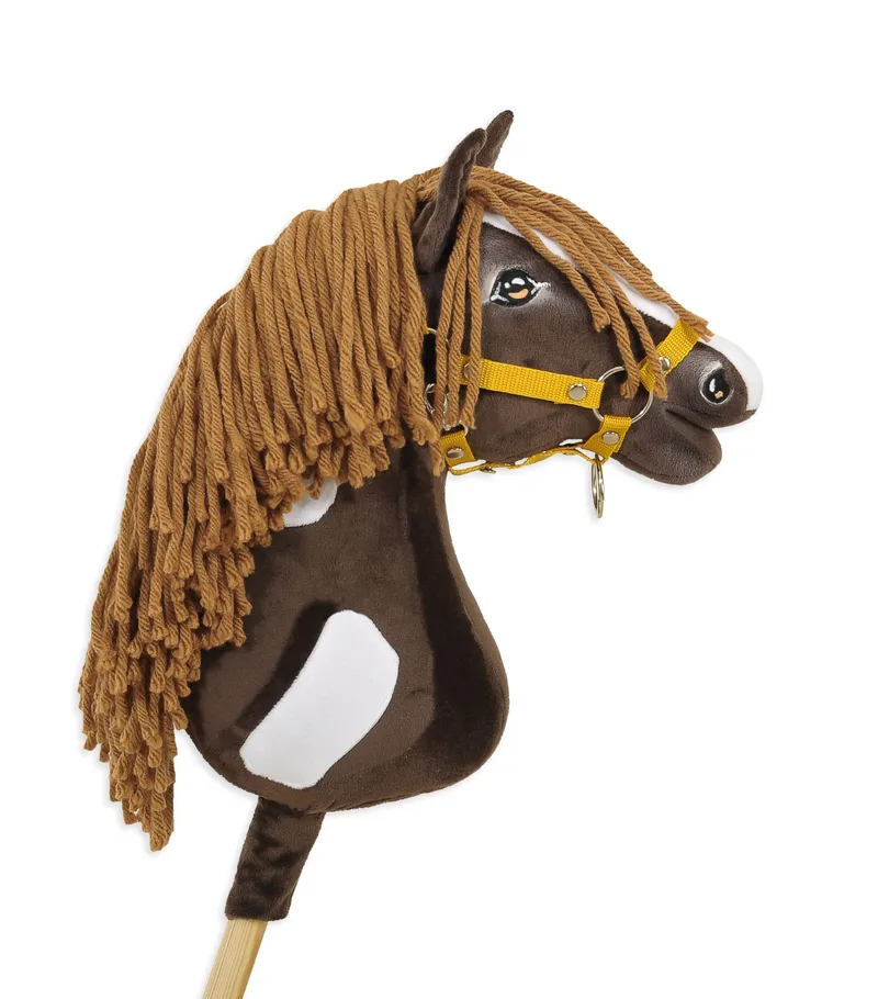 Hobby Horse Duży Koń Na Kiju Premium Western Ciemnogniady Grzywą TUM-TUM