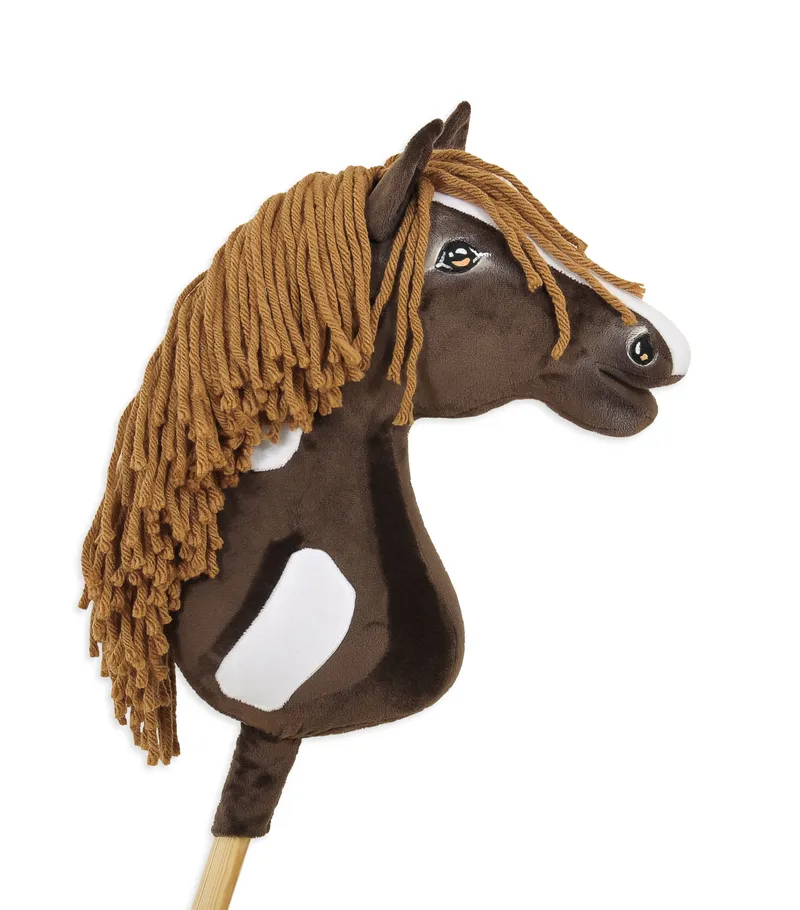 Hobby Horse Duży Koń Na Kiju Premium Western Ciemnogniady Grzywą TUM-TUM