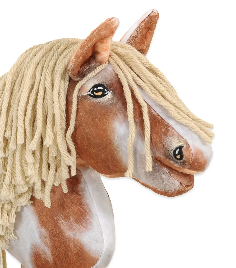 Hobby Horse Średni Koń Na Kiju Premium Srokaty Tobiano Beżową TUM-TUM