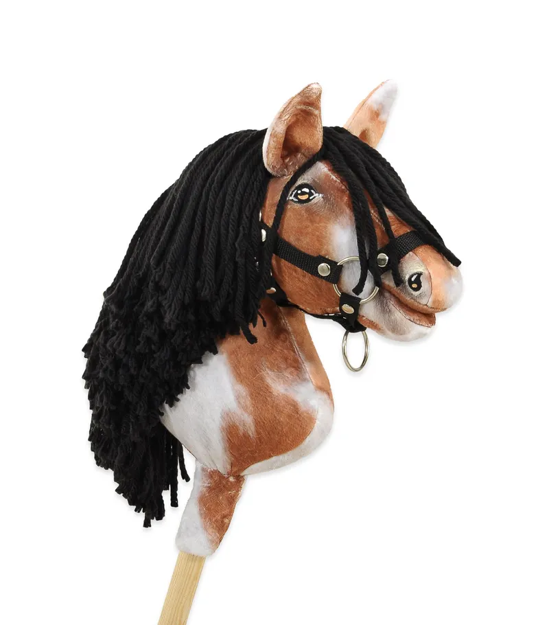 Hobby Horse Średni Koń Na Kiju Premium Srokaty Tobiano Czarną TUM-TUM