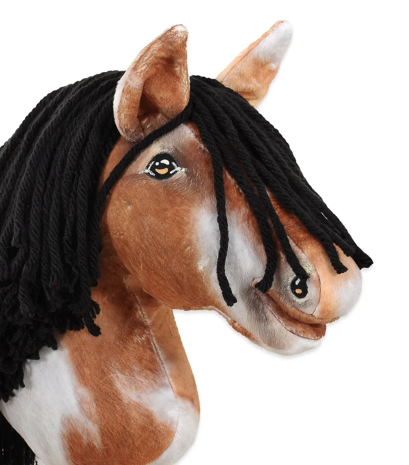 Hobby Horse Średni Koń Na Kiju Premium Srokaty Tobiano Czarną TUM-TUM