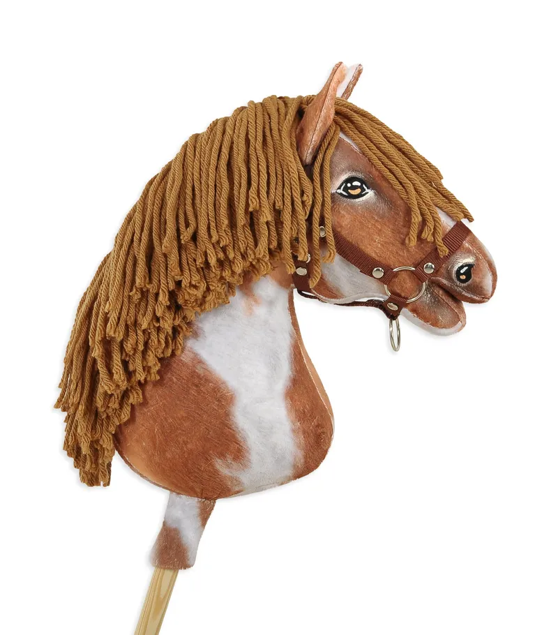 Hobby Horse Duży Koń Na Kiju Premium Srokaty Tobiano Brązową TUM-TUM
