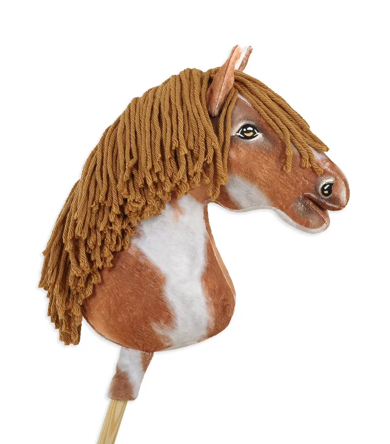 Hobby Horse Duży Koń Na Kiju Premium Srokaty Tobiano Brązową TUM-TUM