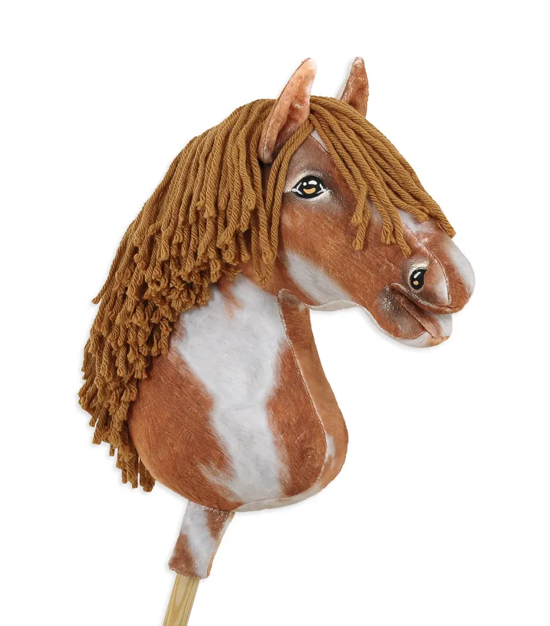 Hobby Horse Duży Koń Na Kiju Premium Srokaty Tobiano Brązową TUM-TUM