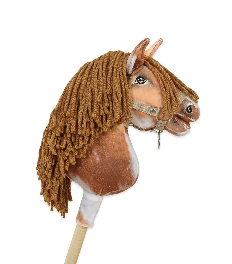 Hobby Horse Średni Koń Na Kiju Premium Srokaty Tobiano Brązową TUM-TUM
