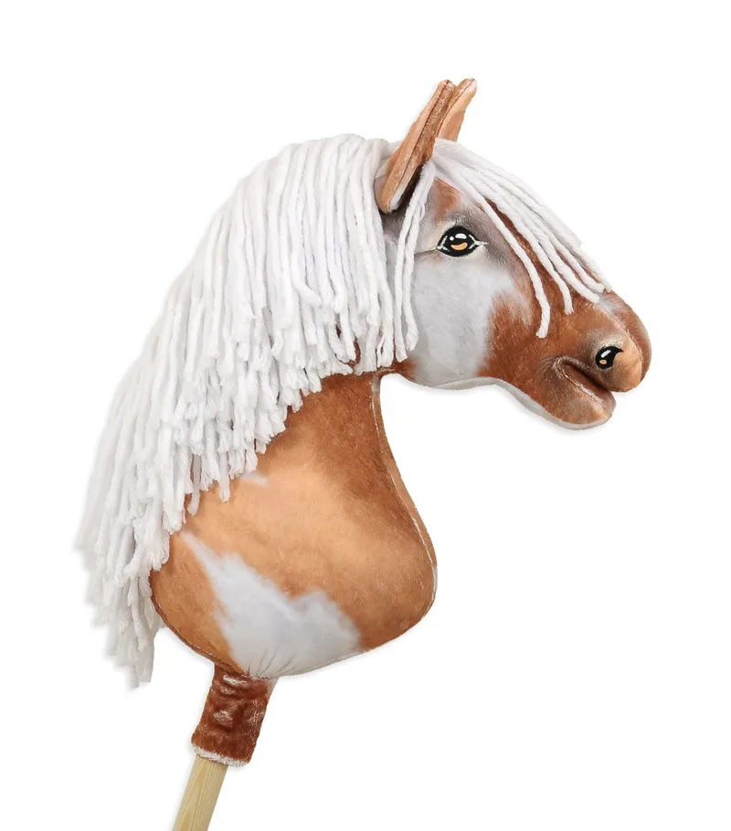 Hobby Horse Duży Koń Na Kiju Premium Srokaty Tobiano Białą TUM-TUM
