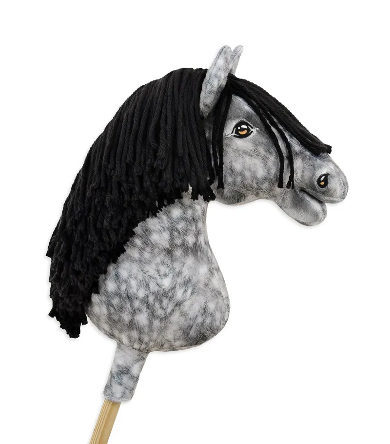 Hobby Horse Duży Koń Na Kiju Premium Siwek Jabłkowity Czarną TUM-TUM