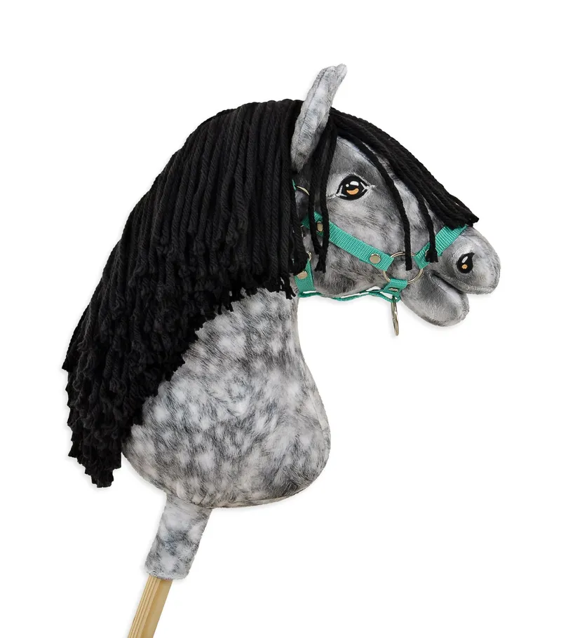 Hobby Horse Duży Koń Na Kiju Premium Siwek Jabłkowity Czarną TUM-TUM