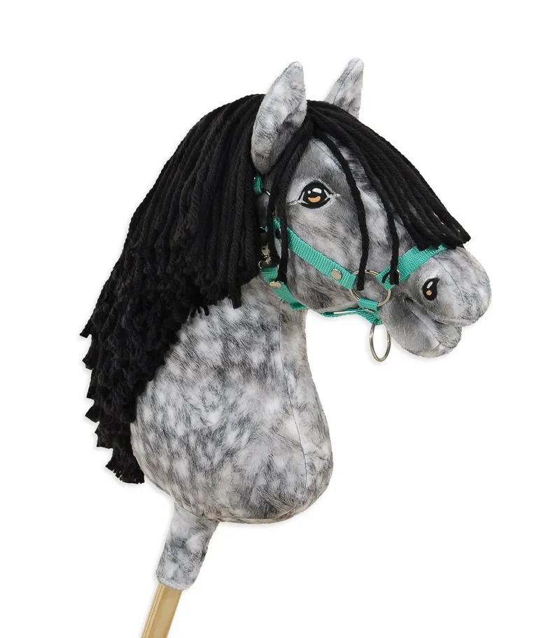 Hobby Horse Duży Koń Na Kiju Premium Siwek Jabłkowity Czarną TUM-TUM