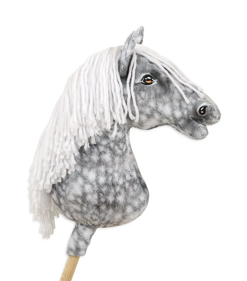 Hobby Horse Duży Koń Na Kiju Premium Siwek Jabłkowity Białą TUM-TUM