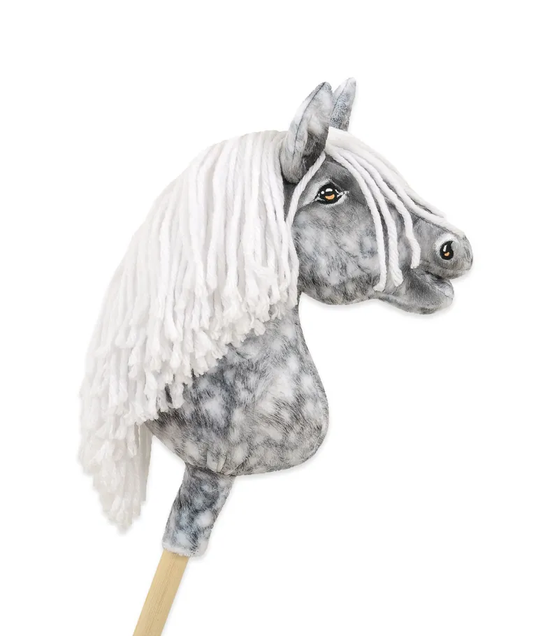 Hobby Horse Średni Koń Na Kiju Premium Siwek Jabłkowity Białą TUM-TUM