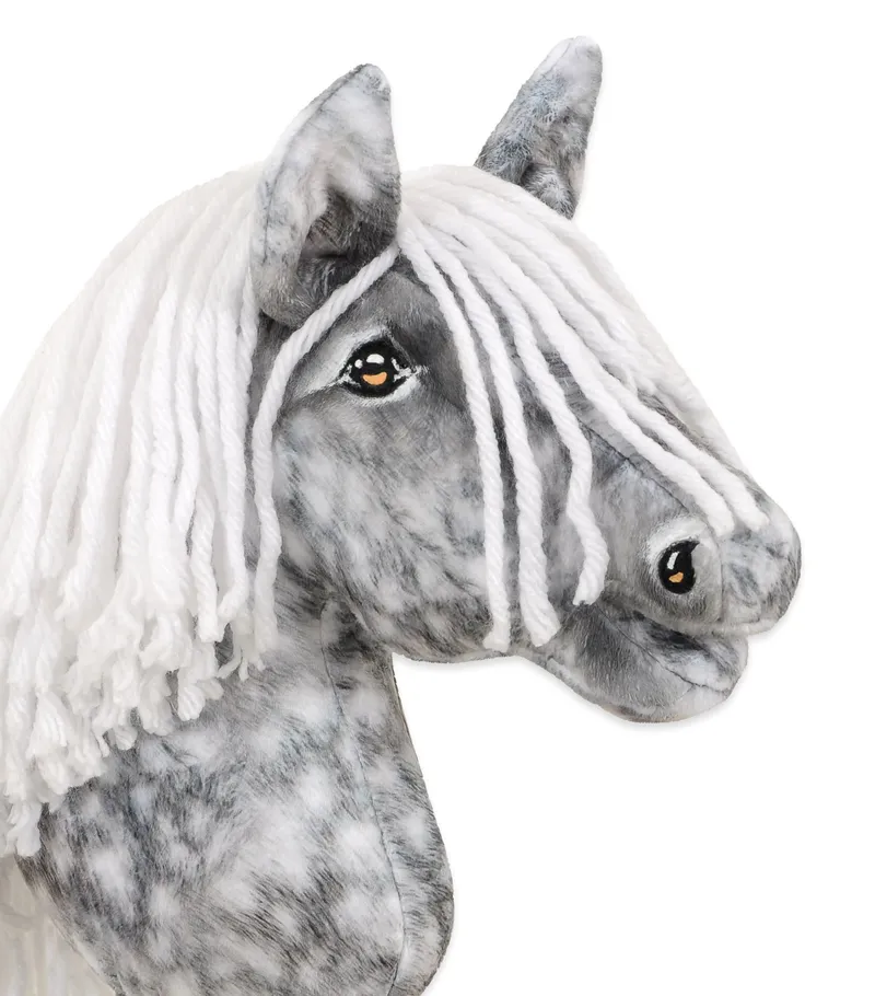 Hobby Horse Średni Koń Na Kiju Premium Siwek Jabłkowity Białą TUM-TUM