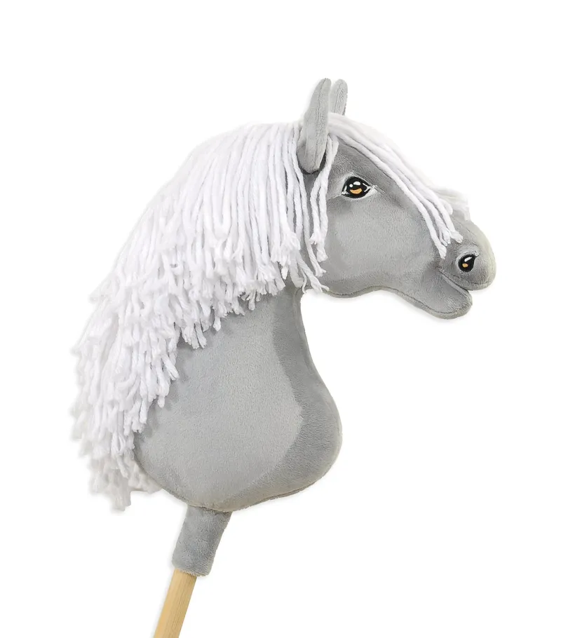 Hobby Horse Duży Koń Na Kiju Premium Siwy Białą Grzywą TUM-TUM
