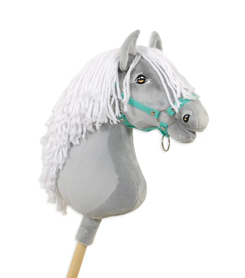 Hobby Horse Duży Koń Na Kiju Premium Siwy Białą Grzywą TUM-TUM