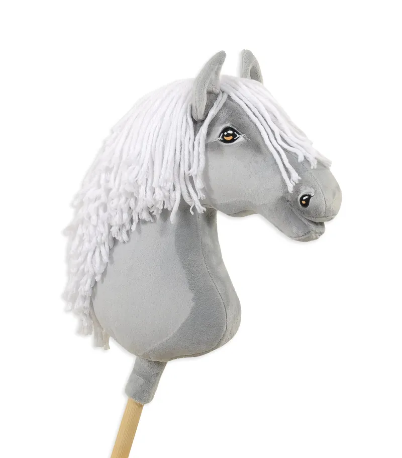 Hobby Horse Duży Koń Na Kiju Premium Siwy Białą Grzywą TUM-TUM