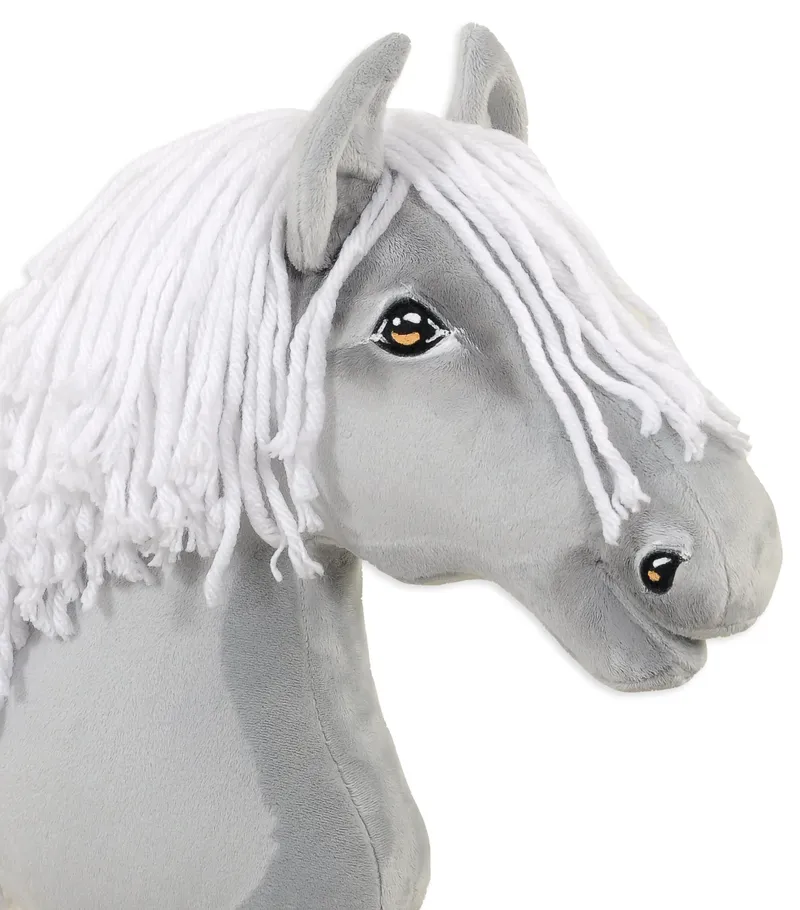 Hobby Horse Duży Koń Na Kiju Premium Siwy Białą Grzywą TUM-TUM