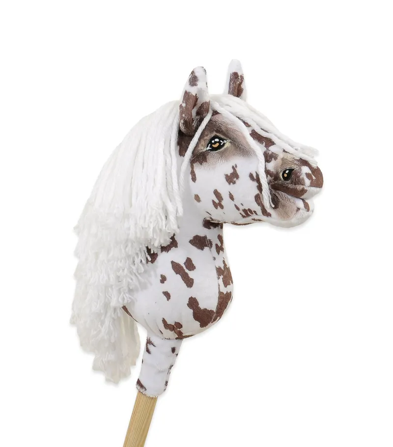 Hobby Horse Mały Koń Na Kiju Premium Tarantowaty TUM-TUM - Biało-Brązowy